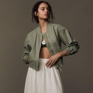 Anthropologie Pilcro Canvas Cropped Bomber Jacket Women's SZ XXS